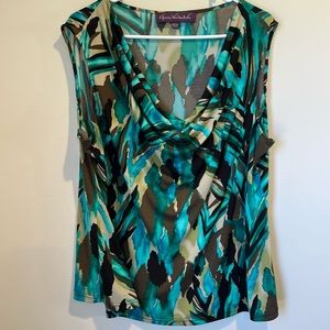 GLORIA VANDERBILT Sleeveless Top (Colors: Brown/Tan/Aqua) (Size 18/20) EUC